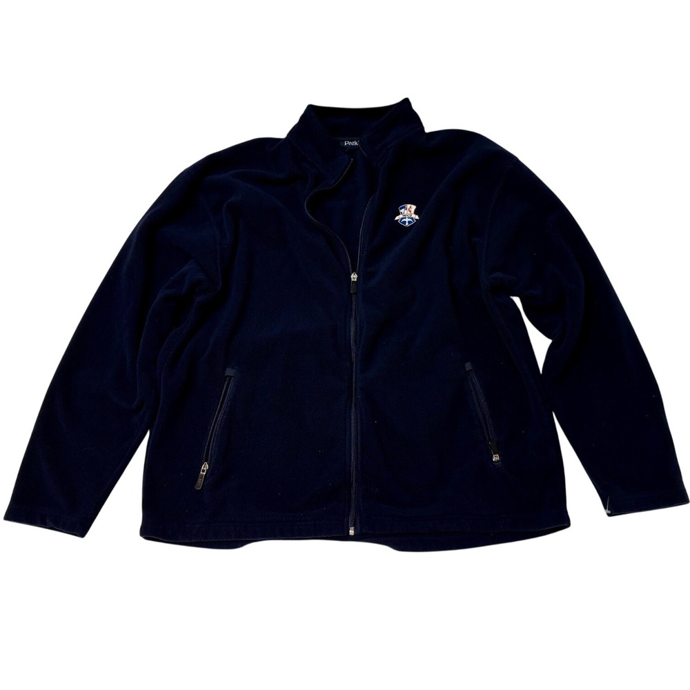Parker Navy‎ Blue Fleece Full Zip Jacket Men's XL Embroidered Logo